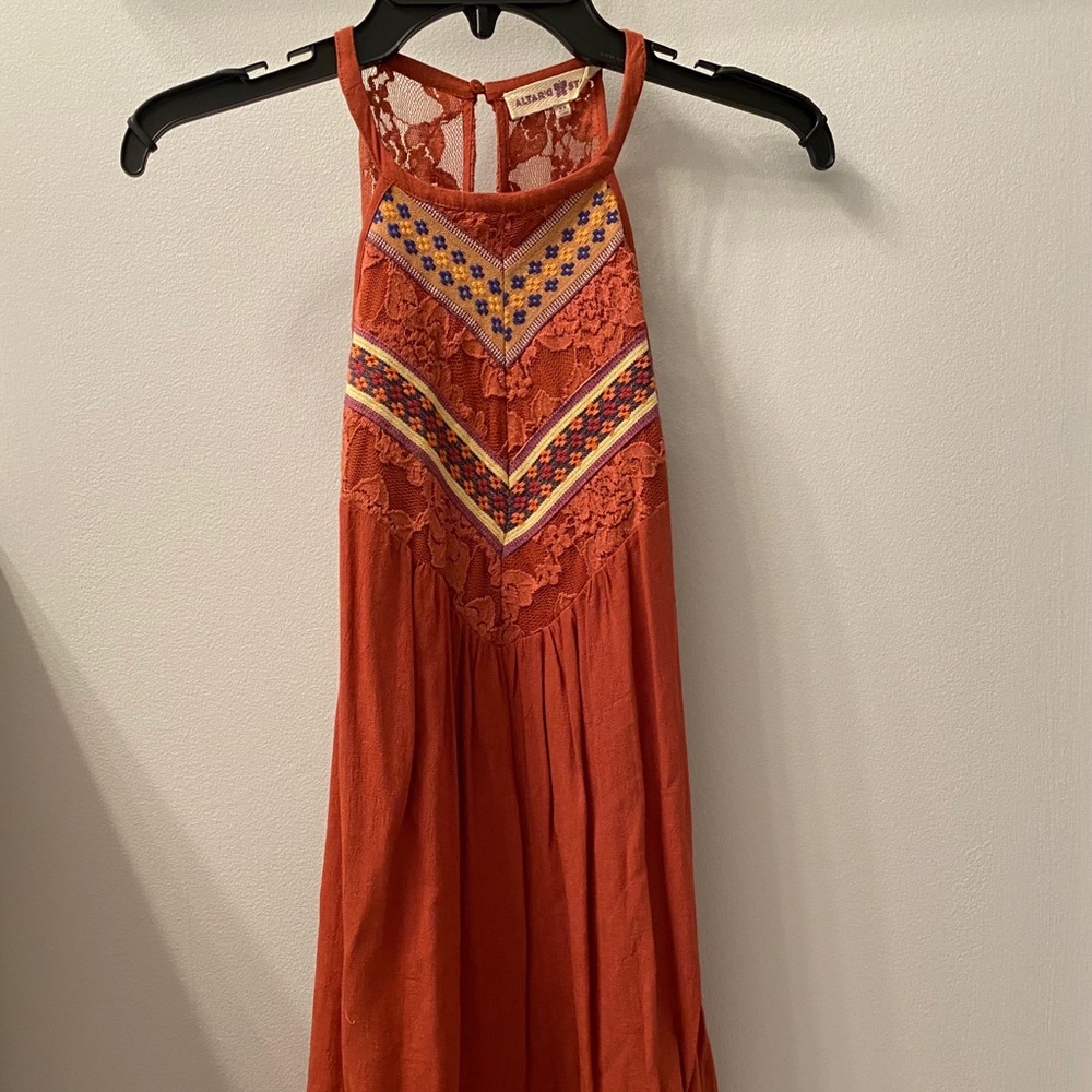 Burnt orange high heck dress